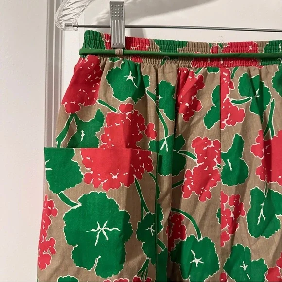 Vintage Peter Popovitch Tan Red Green Floral Skirt Women’s Size Small Spring - Picture 10 of 16
